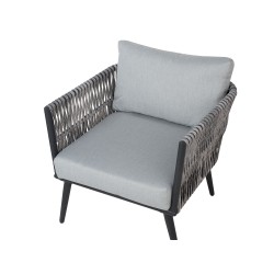 Zestaw ogrodowy ze stolikiem dla 4 osób PREVEZA Technorattan Szary