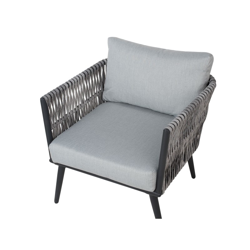 Zestaw ogrodowy ze stolikiem dla 4 osób PREVEZA Technorattan Szary