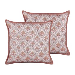 Zestaw 2 poduszek dekoracyjnych PICEA Welur 45 x 45 cm Czerwony Wzór kwiatowy