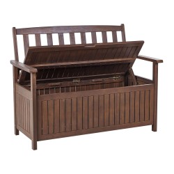 Ławka ogrodowa z poduchą SOVANA 120 cm ze schowkiem Drewno akacjowe Jasnoszary