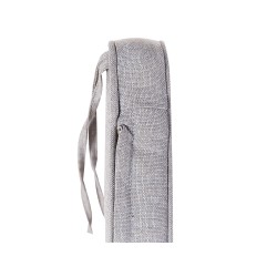 Ławka ogrodowa z poduchą SOVANA 120 cm ze schowkiem Drewno akacjowe Jasnoszary