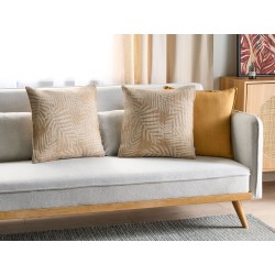 Zestaw 2 poduszek dekoracyjnych RUBUS Juta 45 x 45 cm Beżowy Wzór roślinny