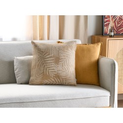 Zestaw 2 poduszek dekoracyjnych RUBUS Juta 45 x 45 cm Beżowy Wzór roślinny