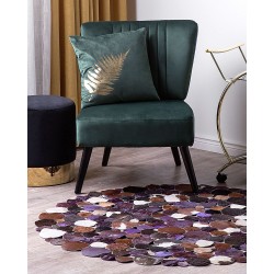 Dywan okrągły skórzany ⌀ 140 cm fioletowy SORGUN