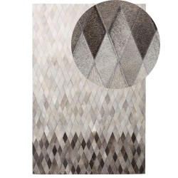Dywan patchwork skórzany 160 x 230 cm biało-szary MALDAN