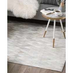 Dywan patchwork skórzany 160 x 230 cm biało-szary MALDAN
