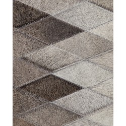 Dywan patchwork skórzany 160 x 230 cm biało-szary MALDAN