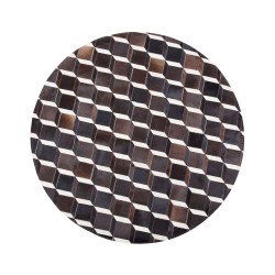 Dywan patchwork okrągły skórzany ⌀ 140 cm brązowy ALPKOY