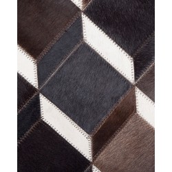 Dywan patchwork okrągły skórzany ⌀ 140 cm brązowy ALPKOY