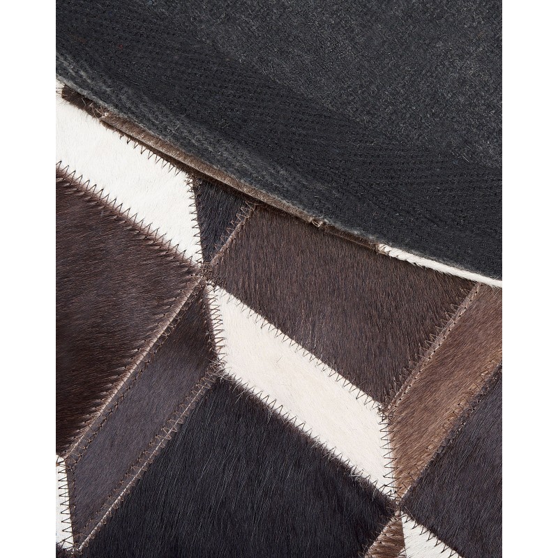 Dywan patchwork okrągły skórzany ⌀ 140 cm brązowy ALPKOY
