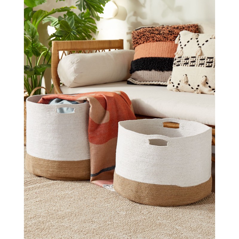 Zestaw 2 koszy KAHAN Bawełna Biały