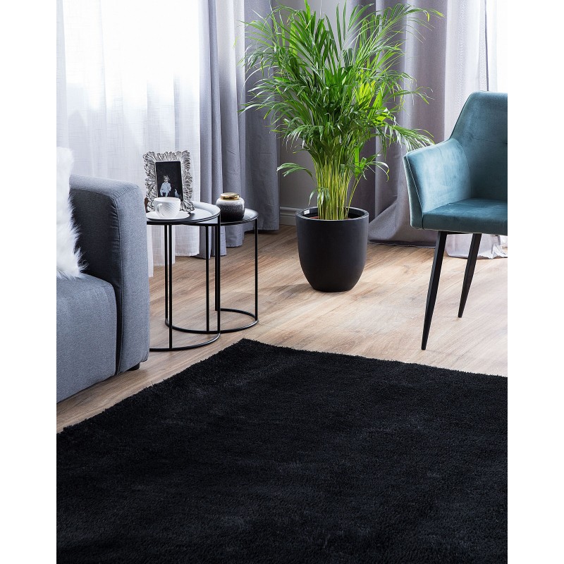 Dywan shaggy 200 x 200 cm czarny DEMRE