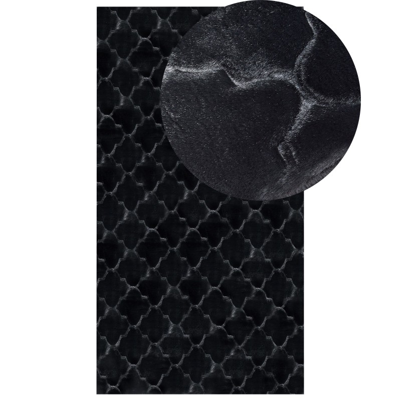 Dywan sztuczne futro królika 80 x 150 cm czarny GHARO