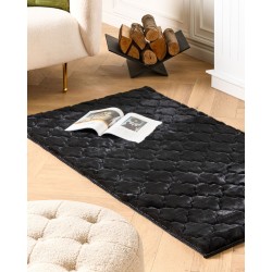 Dywan sztuczne futro królika 80 x 150 cm czarny GHARO