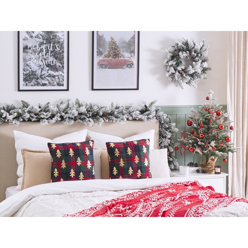 Zestaw 2 poduszek dekoracyjnych CUPID 45 x 45 cm Ciemnozielony Wzór świąteczny