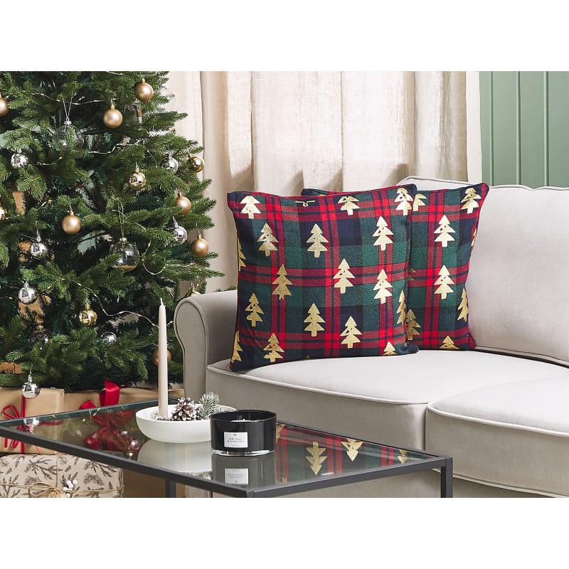 Zestaw 2 poduszek dekoracyjnych CUPID 45 x 45 cm Ciemnozielony Wzór świąteczny