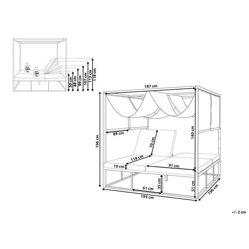 Łóżko ogrodowe PALLANZA Metal Biały