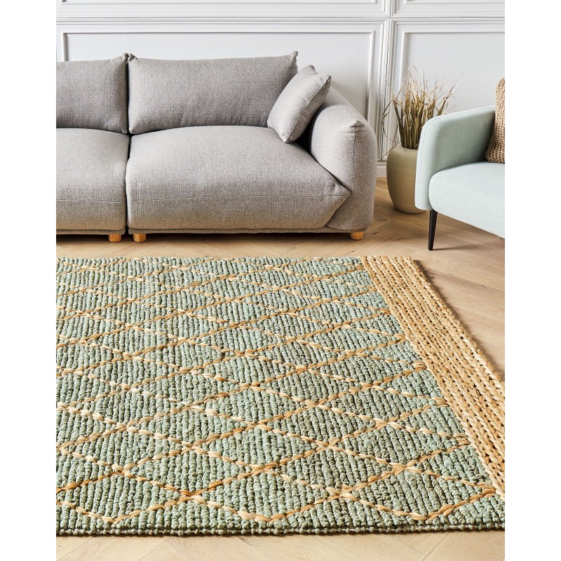 Dywan z juty 160 x 230 cm zielony z beżowym TELLIKAYA