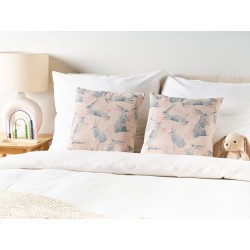 2 bawełniane poduszki dla dzieci w króliki 45 x 45 cm różowe RATIBIDA