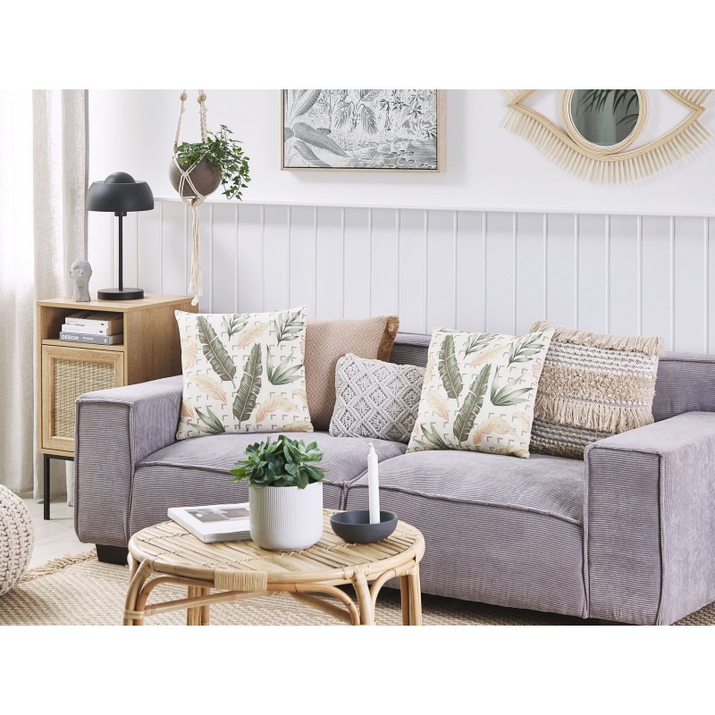 Zestaw 2 poduszek dekoracyjnych RHAPIS 45 x 45 cm Zielony Wzór roślinny