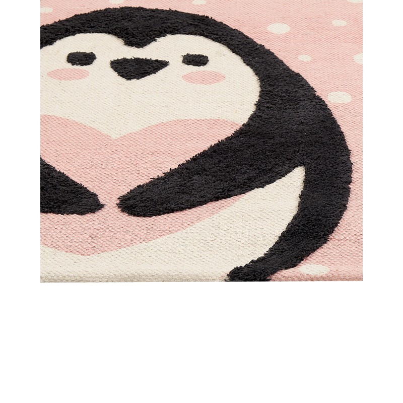 Dywan dziecięcy bawełniany motyw pingwina 80 x 150 cm różowy PENGKOL