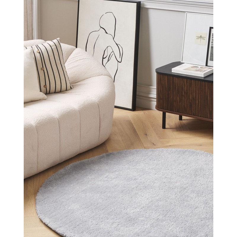 Dywan shaggy okrągły ⌀ 140 cm jasnoszary DEMRE