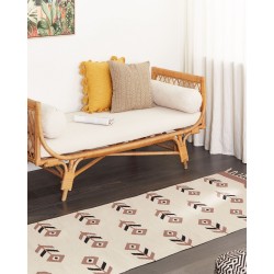 Dywan bawełniany kilim 80 x 300 cm beżowo-czarny NIAVAN