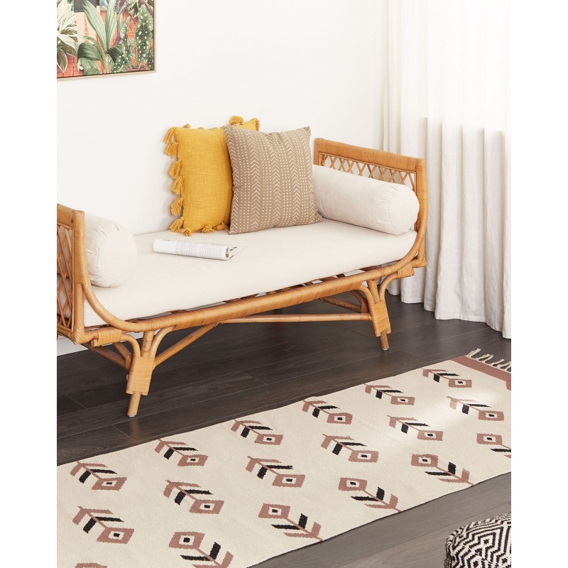 Dywan bawełniany kilim 80 x 300 cm beżowo-czarny NIAVAN