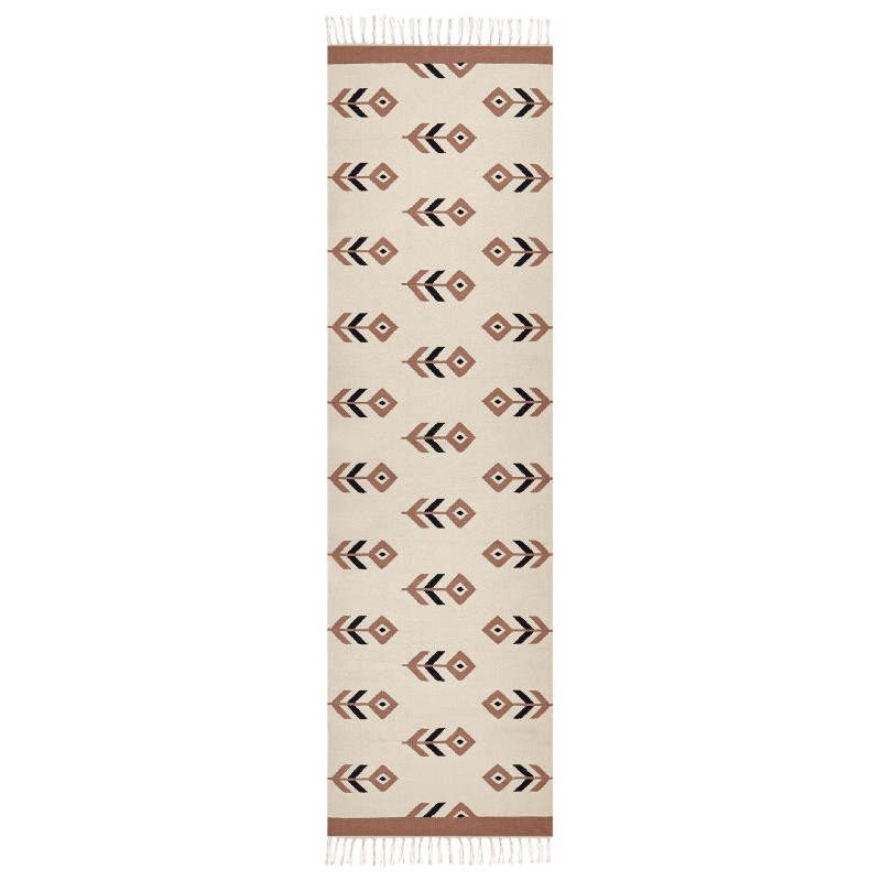 Dywan bawełniany kilim 80 x 300 cm beżowo-czarny NIAVAN