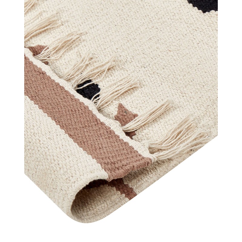 Dywan bawełniany kilim 80 x 300 cm beżowo-czarny NIAVAN