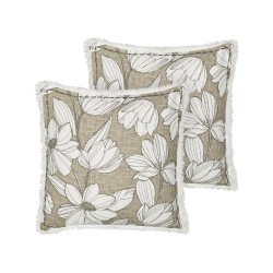 Zestaw 2 poduszek dekoracyjnych CYANOTIS Bawełna 45 x 45 cm Zielony Wzór kwiatowy
