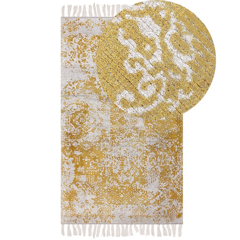 Dywan z wiskozy 80 x 150 cm żółto-beżowy BOYALI
