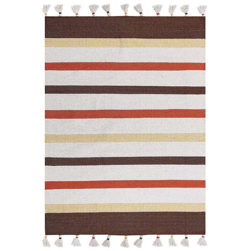 Dywan bawełniany 140 x 200 cm brązowo-beżowy HISARLI