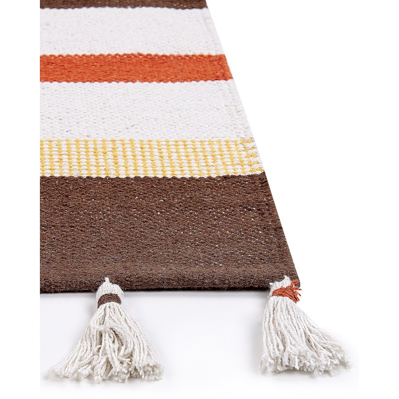 Dywan bawełniany 140 x 200 cm brązowo-beżowy HISARLI