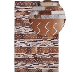 Dywan patchwork skórzany 140 x 200 cm brązowy HEREKLI