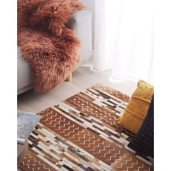 Dywan patchwork skórzany 140 x 200 cm brązowy HEREKLI