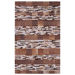 Dywan patchwork skórzany 140 x 200 cm brązowy HEREKLI