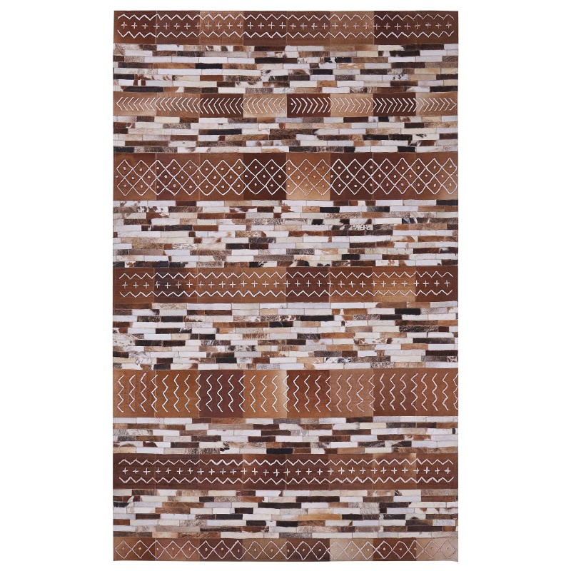 Dywan patchwork skórzany 140 x 200 cm brązowy HEREKLI