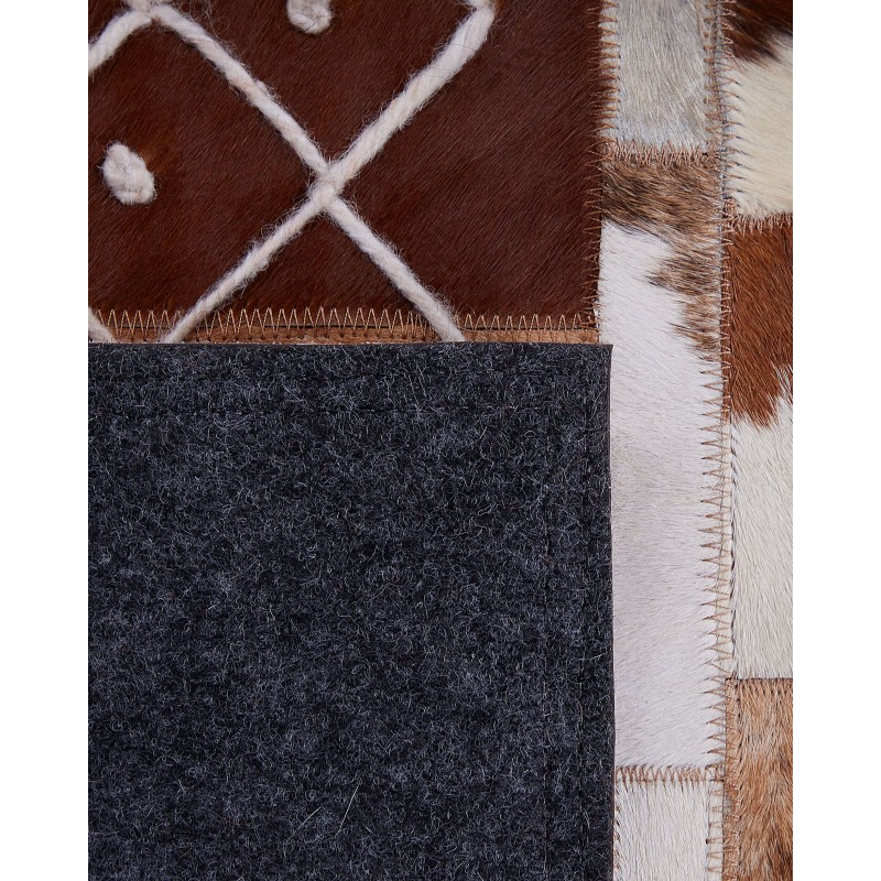 Dywan patchwork skórzany 140 x 200 cm brązowy HEREKLI