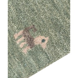 Dywan wełniany gabbeh ze wzorem w zwierzęta 80 x 150 cm zielony KIZARLI