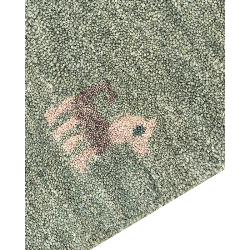 Dywan wełniany gabbeh ze wzorem w zwierzęta 80 x 150 cm zielony KIZARLI