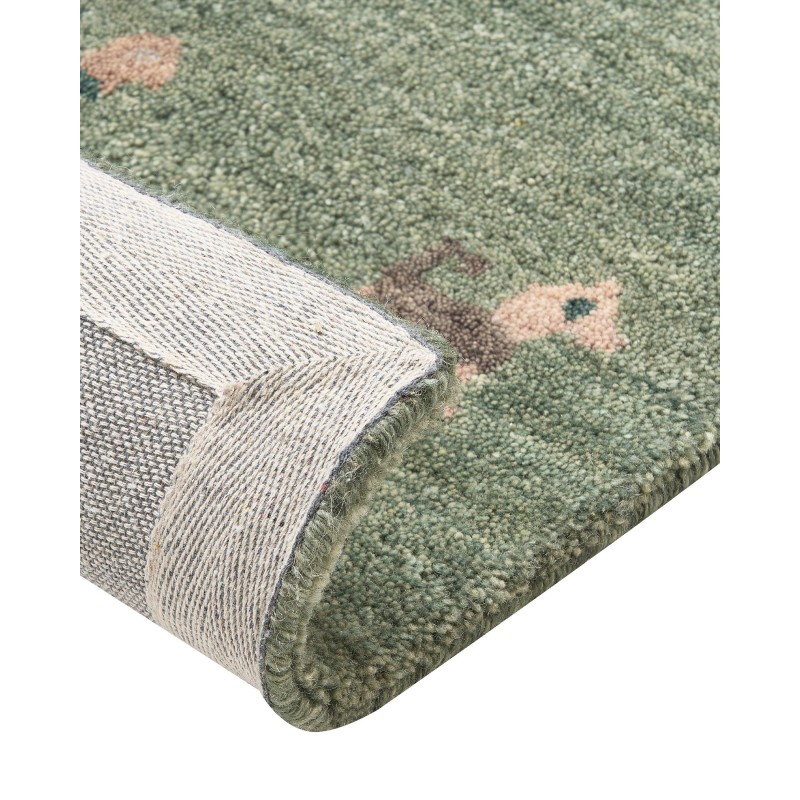 Dywan wełniany gabbeh ze wzorem w zwierzęta 80 x 150 cm zielony KIZARLI