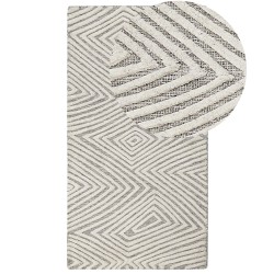 Dywan wełniany 80 x 150 cm biało-szary GOKSUN