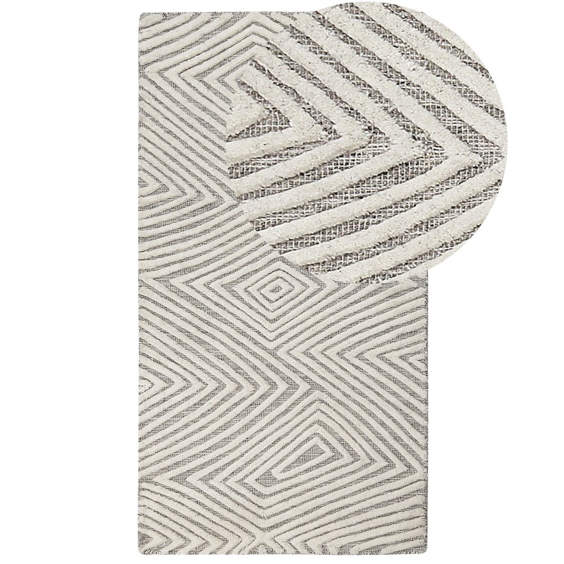 Dywan wełniany 80 x 150 cm biało-szary GOKSUN