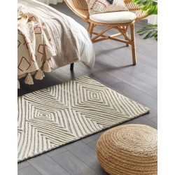 Dywan wełniany 80 x 150 cm biało-szary GOKSUN