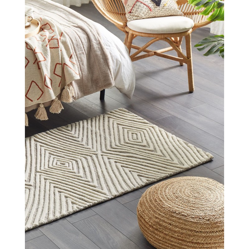 Dywan wełniany 80 x 150 cm biało-szary GOKSUN