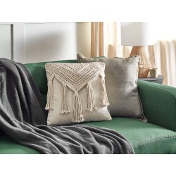 Zestaw 2 poduszek dekoracyjnych BEDADI Bawełna 45 x 45 cm Jasnobeżowy Wzór geometryczny