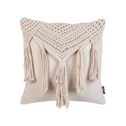 Zestaw 2 poduszek dekoracyjnych BEDADI Bawełna 45 x 45 cm Jasnobeżowy Wzór geometryczny