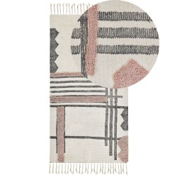 Dywan bawełniany 80 x 150 cm beżowo-czarny MURADIYE