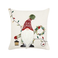 Zestaw 2 poduszek dekoracyjnych GNOME Bawełna 45 x 45 cm Biały Wzór świąteczny